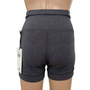 Karma Athletics Charcoal Gray High-Waisted Womens Mesh Panel slimming Shorts Med